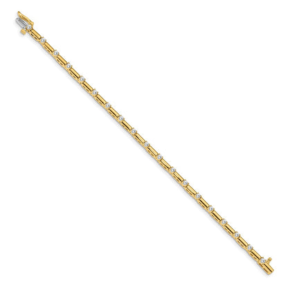 14K Yellow Gold Complete 1 Carat Round Aaa Diamond Bar Link 7 Inch Tennis Bracelet