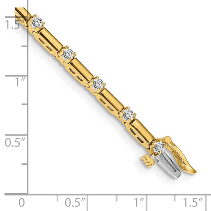 14K Yellow Gold Complete 1 Carat Round Aa Diamond Bar Link 7 Inch Tennis Bracelet