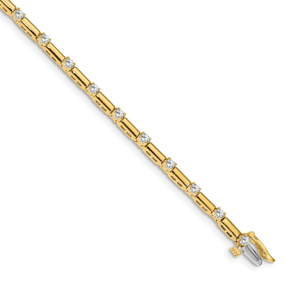 14K Yellow Gold Complete 1 Carat Round Aaa Diamond Bar Link 7 Inch Tennis Bracelet