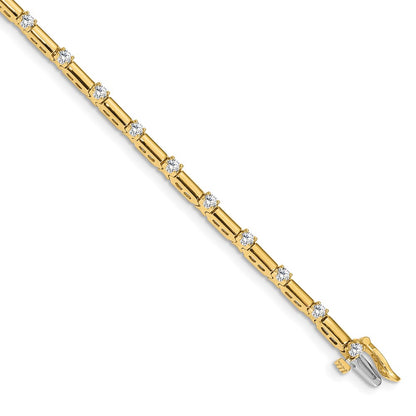14K Yellow Gold Complete 1 Carat Round Aaa Diamond Bar Link 7 Inch Tennis Bracelet