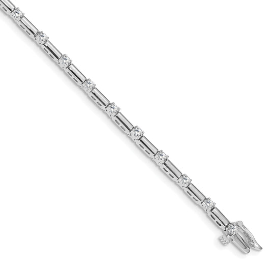14K White Gold Complete 1 Carat Round Vs Diamond Bar Link 7 Inch Tennis Bracelet