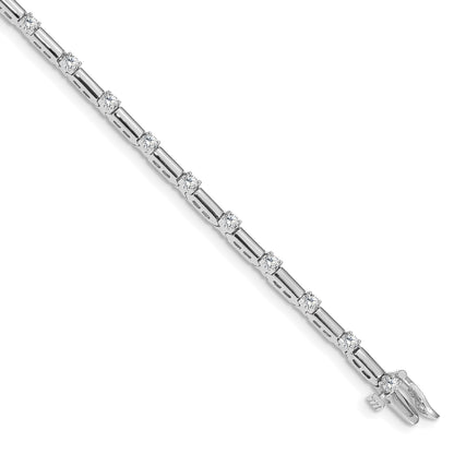 14K White Gold Complete 1 Carat Round Aa Diamond Bar Link 7 Inch Tennis Bracelet