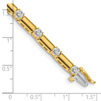 14K Yellow Gold Complete 2.1 Carat Round Vs Diamond Bar Link 7 Inch Tennis Bracelet