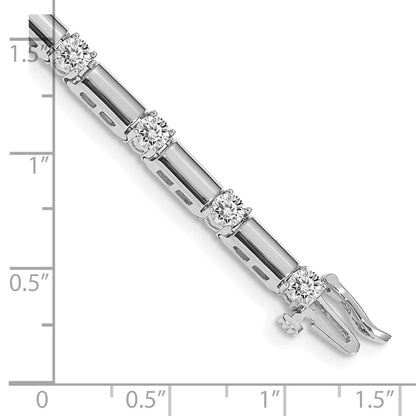14K White Gold Complete 2.1 Carat Round Vs Diamond Bar Link 7 Inch Tennis Bracelet