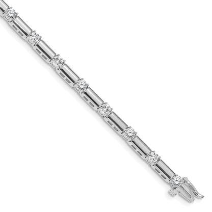 14K White Gold Complete 2.1 Carat Round Aa Diamond Bar Link 7 Inch Tennis Bracelet