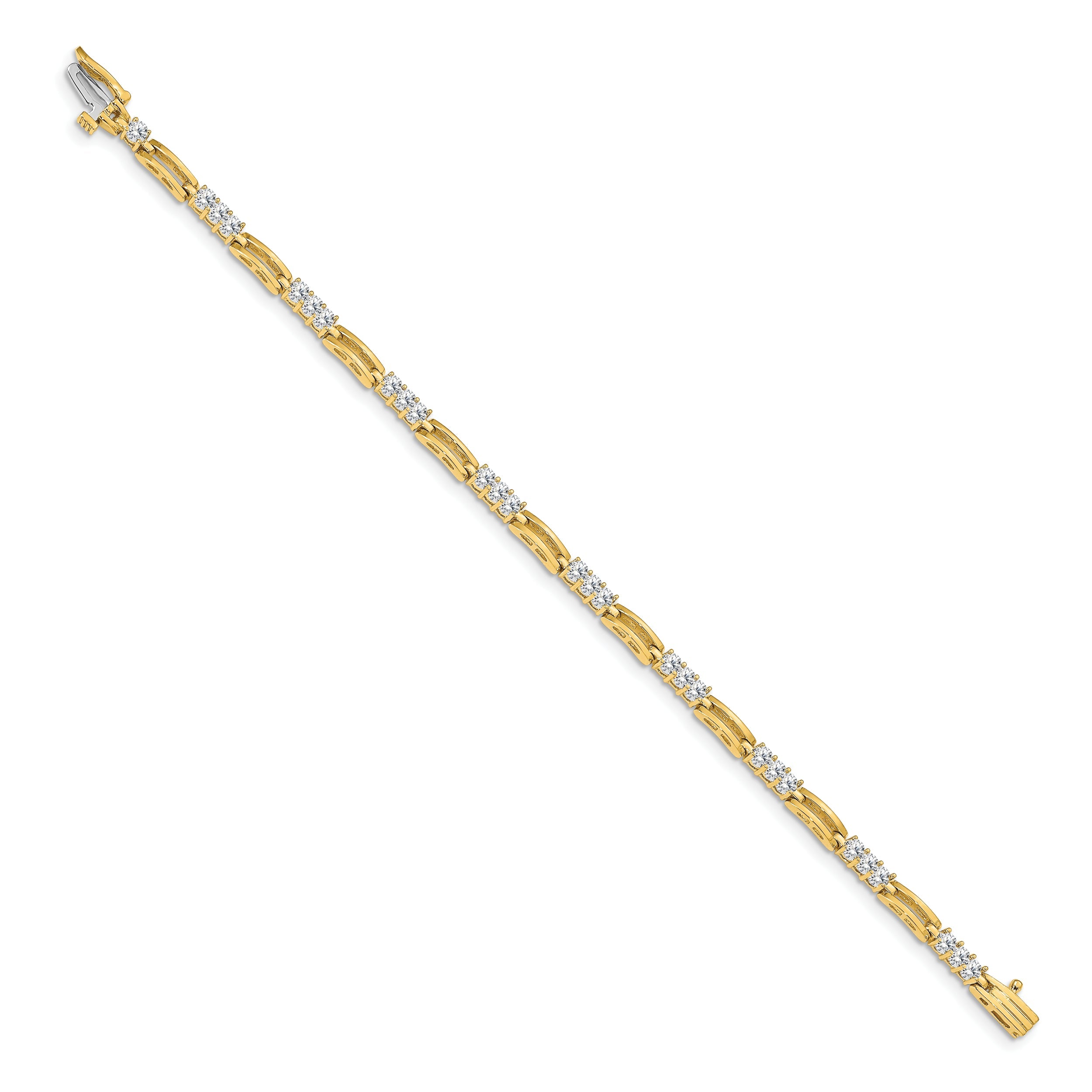 14K Yellow Gold Complete 1.5 Carat Round Vs Diamond Paperclip Link 7 Inch Tennis Bracelet