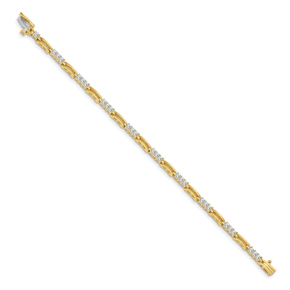 14K Yellow Gold Complete 1.5 Carat Round Vs Diamond Paperclip Link 7 Inch Tennis Bracelet