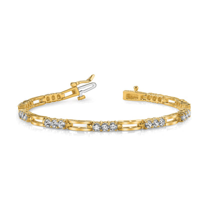 14K Yellow Gold Complete 1.5 Carat Round Vs Diamond Paperclip Link 7 Inch Tennis Bracelet