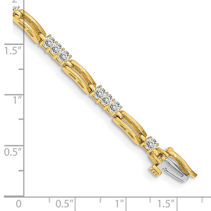 14K Yellow Gold Complete 1.5 Carat Round Vs Diamond Paperclip Link 7 Inch Tennis Bracelet