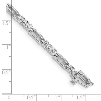 14K White Gold Complete 1.5 Carat Round Vs Diamond Paperclip Link 7 Inch Tennis Bracelet