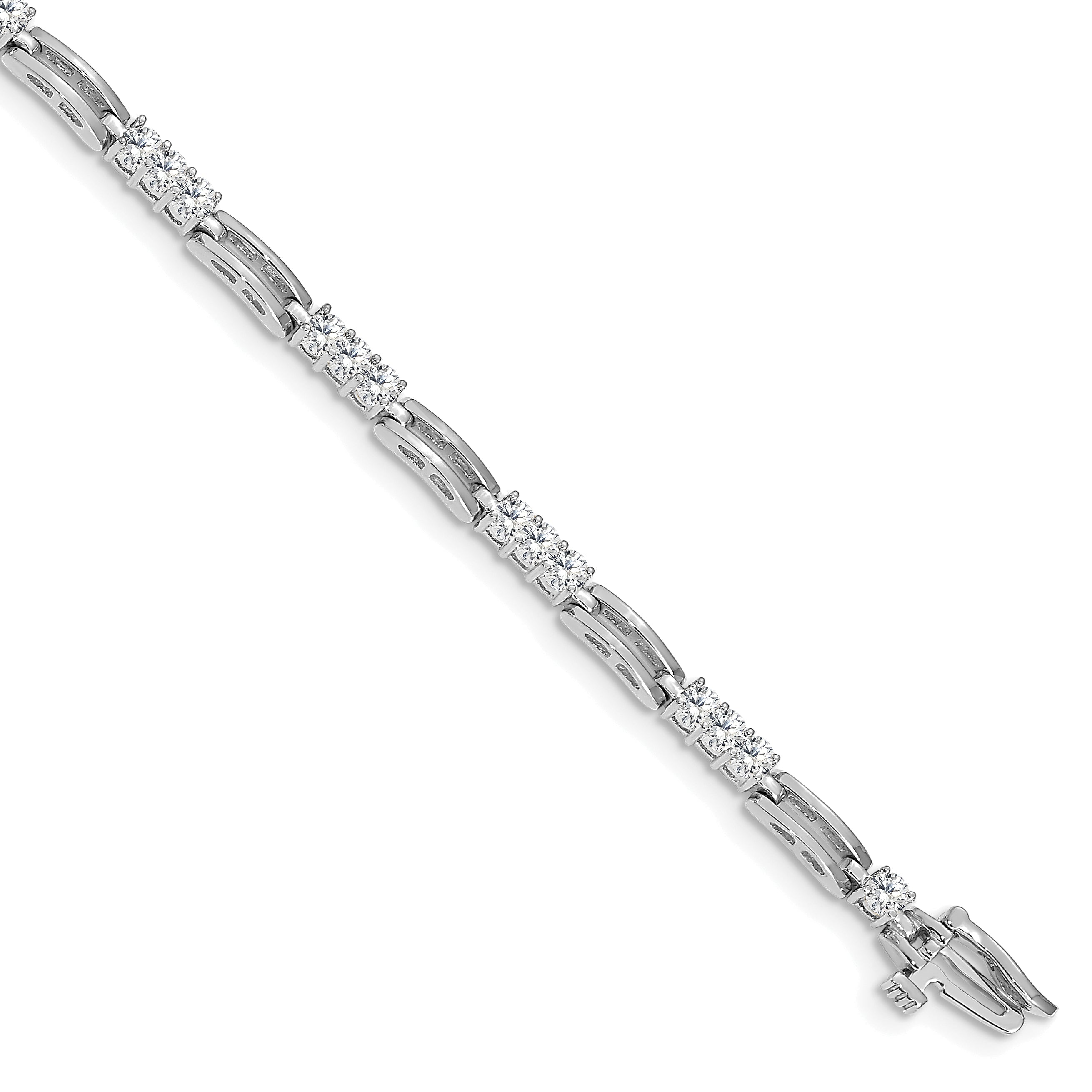 14K White Gold Complete 1.5 Carat Round Aa Diamond Paperclip Link 7 Inch Tennis Bracelet