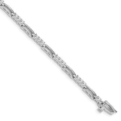 14K White Gold Complete 1.5 Carat Round Aa Diamond Paperclip Link 7 Inch Tennis Bracelet