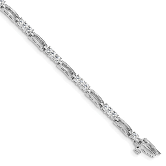 14K White Gold Complete 1.5 Carat Round Aa Diamond Paperclip Link 7 Inch Tennis Bracelet
