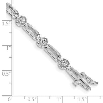 14K White Gold Complete 3/4 Carat Round Aa Diamond 4 Prong Bar Link 7 Inch Tennis Bracelet
