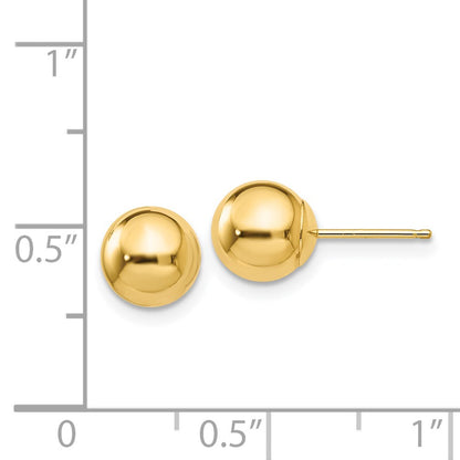 14K Yellow Gold Polished 7mm Ball Post Earrings