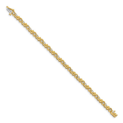 14K Yellow Gold Complete 1.17 Carat Round A Diamond Fancy Swirl 7 Inch Tennis Bracelet