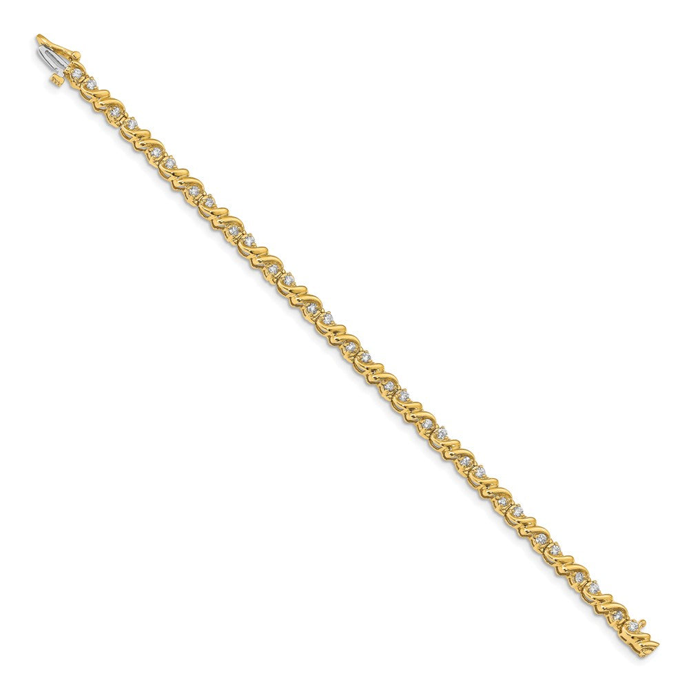 14K Yellow Gold Complete 1.17 Carat Round Vs Diamond Fancy Swirl 7 Inch Tennis Bracelet