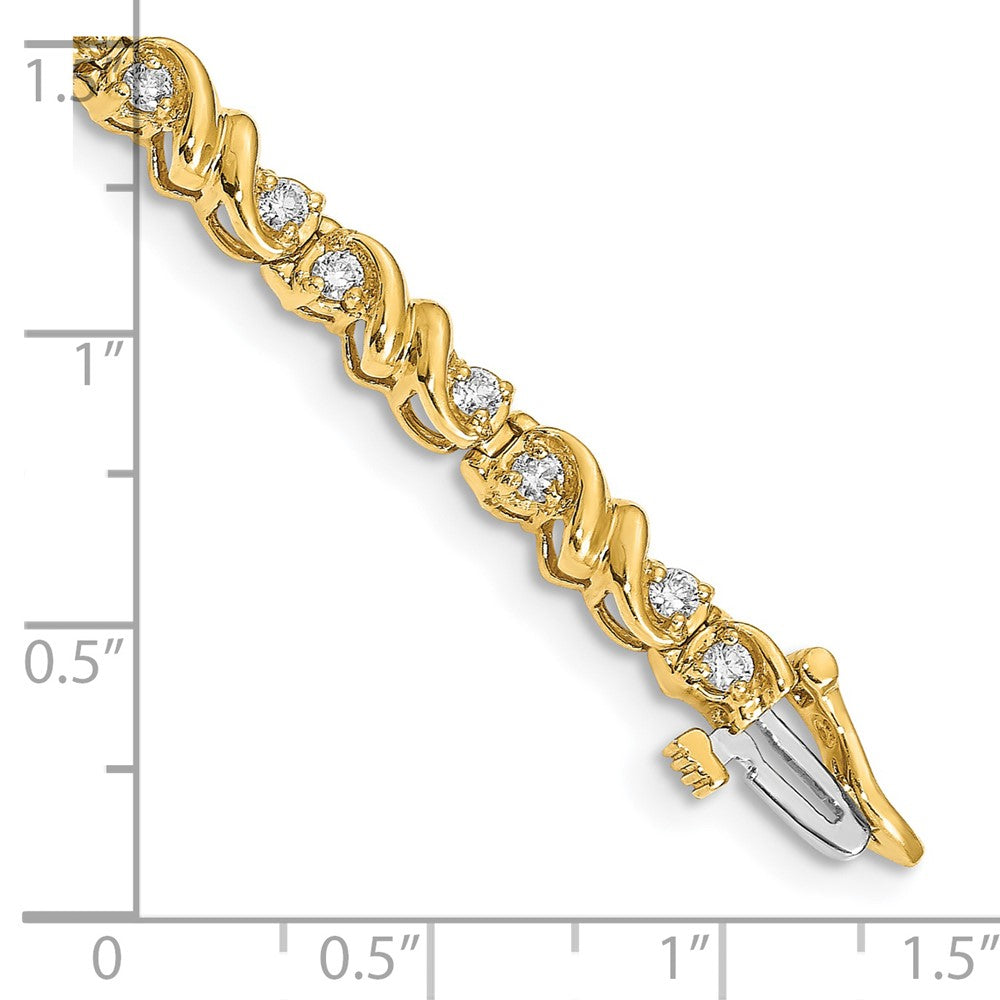 14K Yellow Gold Complete 1.17 Carat Round Vs Diamond Fancy Swirl 7 Inch Tennis Bracelet