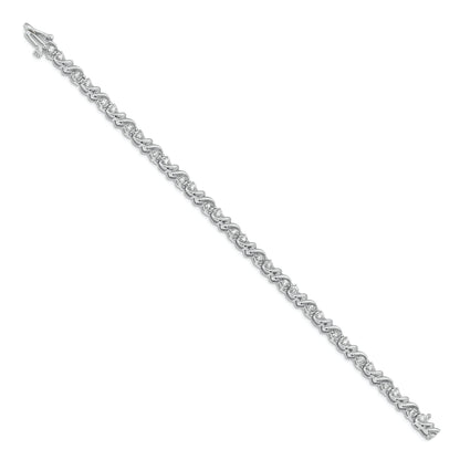 14K White Gold Complete 1.17 Carat Round Vs Diamond Fancy Swirl 7 Inch Tennis Bracelet