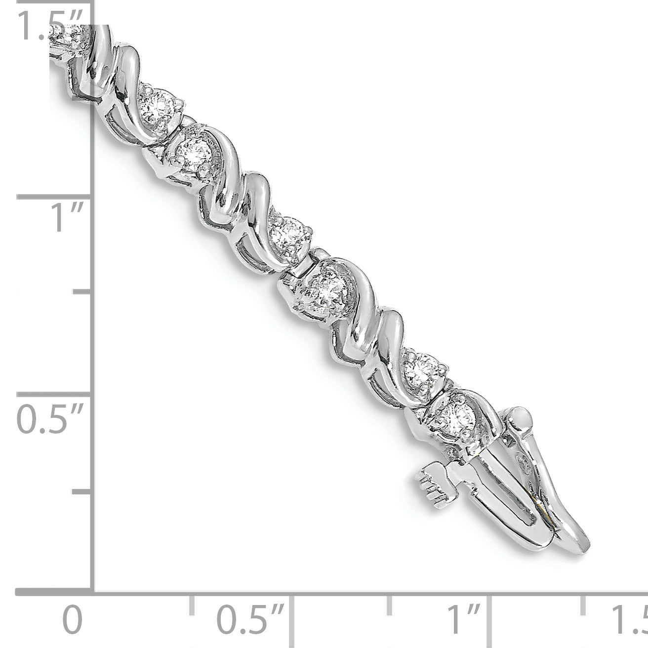 14K White Gold Complete 1.17 Carat Round Aa Diamond Fancy Swirl 7 Inch Tennis Bracelet