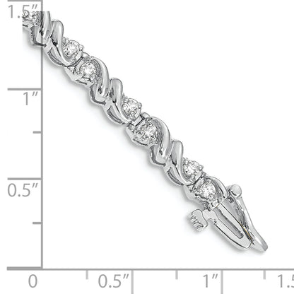 14K White Gold Complete 1.17 Carat Round A Diamond Fancy Swirl 7 Inch Tennis Bracelet