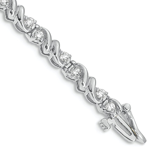14K White Gold Complete 1.17 Carat Round Aa Diamond Fancy Swirl 7 Inch Tennis Bracelet