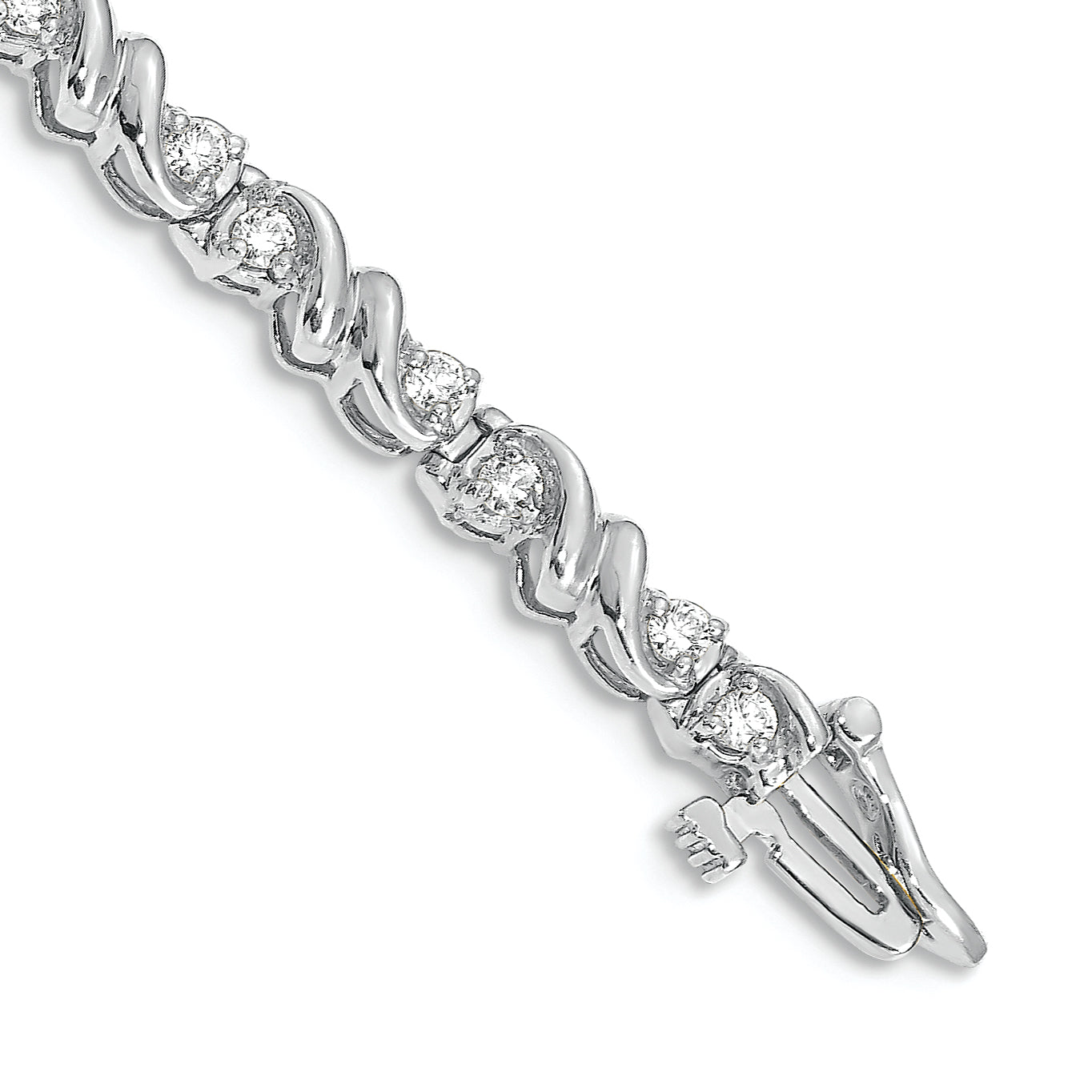 14K White Gold Complete 1.17 Carat Round A Diamond Fancy Swirl 7 Inch Tennis Bracelet