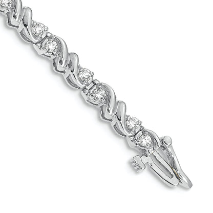 14K White Gold Complete 1.17 Carat Round Vs Diamond Fancy Swirl 7 Inch Tennis Bracelet
