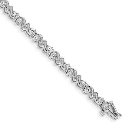 14K White Gold Complete 1.45 Carat Round A Diamond Fancy Swirl 7 Inch Tennis Bracelet