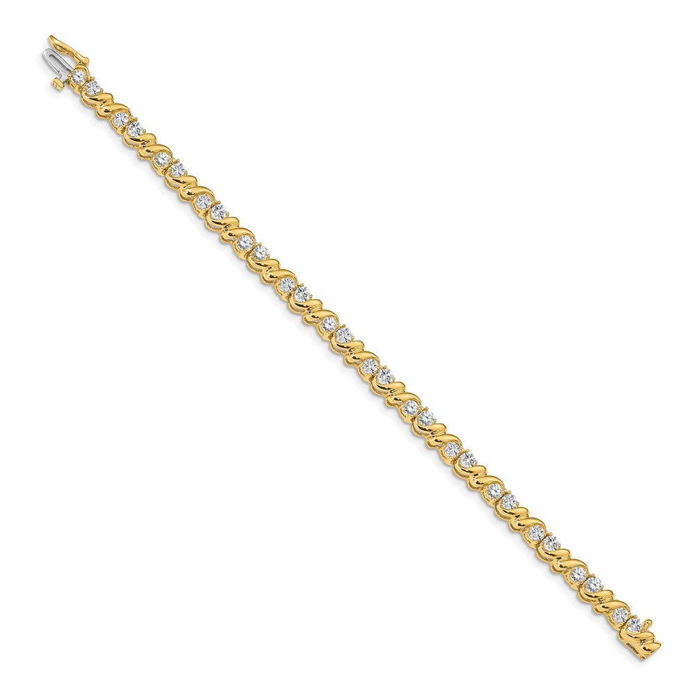 14K Yellow Gold Complete 2.88 Carat Round Aaa Diamond Fancy Swirl 7 Inch Tennis Bracelet