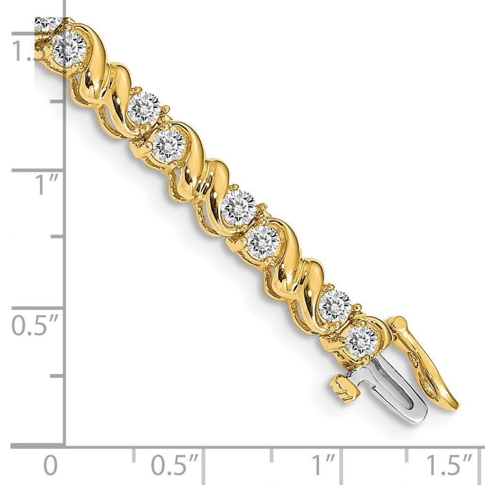 14K Yellow Gold Complete 2.88 Carat Round Aaa Diamond Fancy Swirl 7 Inch Tennis Bracelet