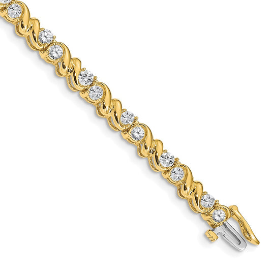 14K Yellow Gold Complete 2.88 Carat Round Aaa Diamond Fancy Swirl 7 Inch Tennis Bracelet