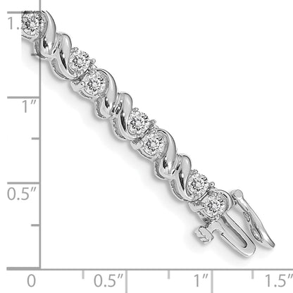 14K White Gold Complete 2.88 Carat Round Vs Diamond Fancy Swirl 7 Inch Tennis Bracelet