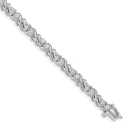 14K White Gold Complete 2.88 Carat Round Aa Diamond Fancy Swirl 7 Inch Tennis Bracelet