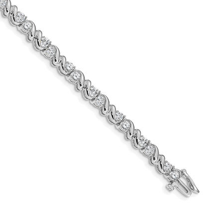 14K White Gold Complete 2.88 Carat Round Aaa Diamond Fancy Swirl 7 Inch Tennis Bracelet