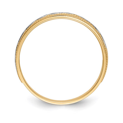 14K Yellow Gold And Rhodium Aa Quality 1/20 Carat Diamond Trio Mens Complete Wedding Band