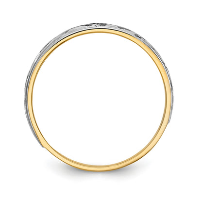 14K Yellow Gold And Rhodium Aa Quality .03 Carat Diamond Trio Mens Complete Wedding Band