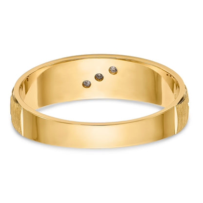 14K Yellow Gold And Rhodium Aa Quality .03 Carat Diamond Trio Mens Complete Wedding Band