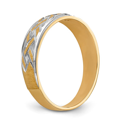 14K Yellow Gold And Rhodium Aa Quality .03 Carat Diamond Trio Mens Complete Wedding Band