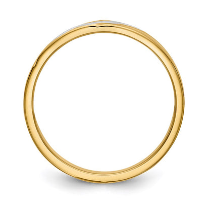 14K Yellow & Rhodium And Aa Quality 1/20 Carat Diamond Trio Mens Complete Wedding Band