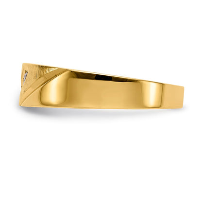 14K Yellow & Rhodium And Aa Quality 1/20 Carat Diamond Trio Mens Complete Wedding Band