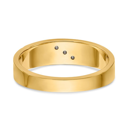 14K Yellow & Rhodium And Aa Quality 1/20 Carat Diamond Trio Mens Complete Wedding Band