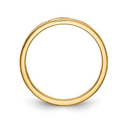 14K Yellow Gold And Rhodium Aa Quality .03 Carat Diamond Trio Ladies Complete Wedding Band