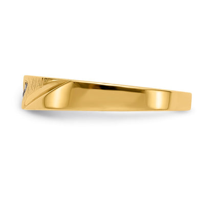 14K Yellow Gold And Rhodium Aa Quality .03 Carat Diamond Trio Ladies Complete Wedding Band