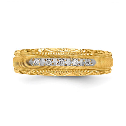 14K Yellow Gold Aa Quality 1/20 Carat Diamond Trio Mens Complete Wedding Band