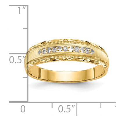 14K Yellow Gold Aa Quality 1/20 Carat Diamond Trio Mens Complete Wedding Band