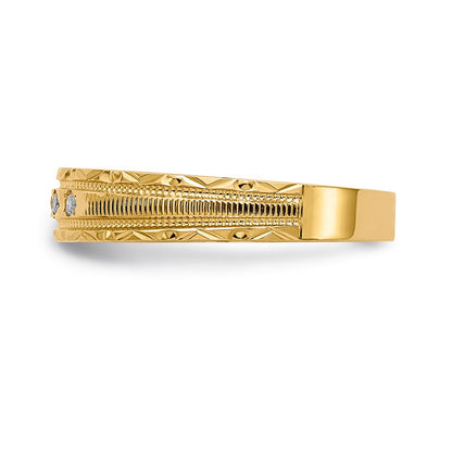 14K Yellow Gold Aa Quality 1/20 Carat Diamond Trio Ladies Complete Wedding Band