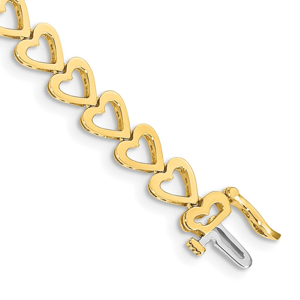 14K Yellow Gold Holds 25 Stones Up To 2.75mm Heart Shaped Add A Diamond 7 Inch Bracelet