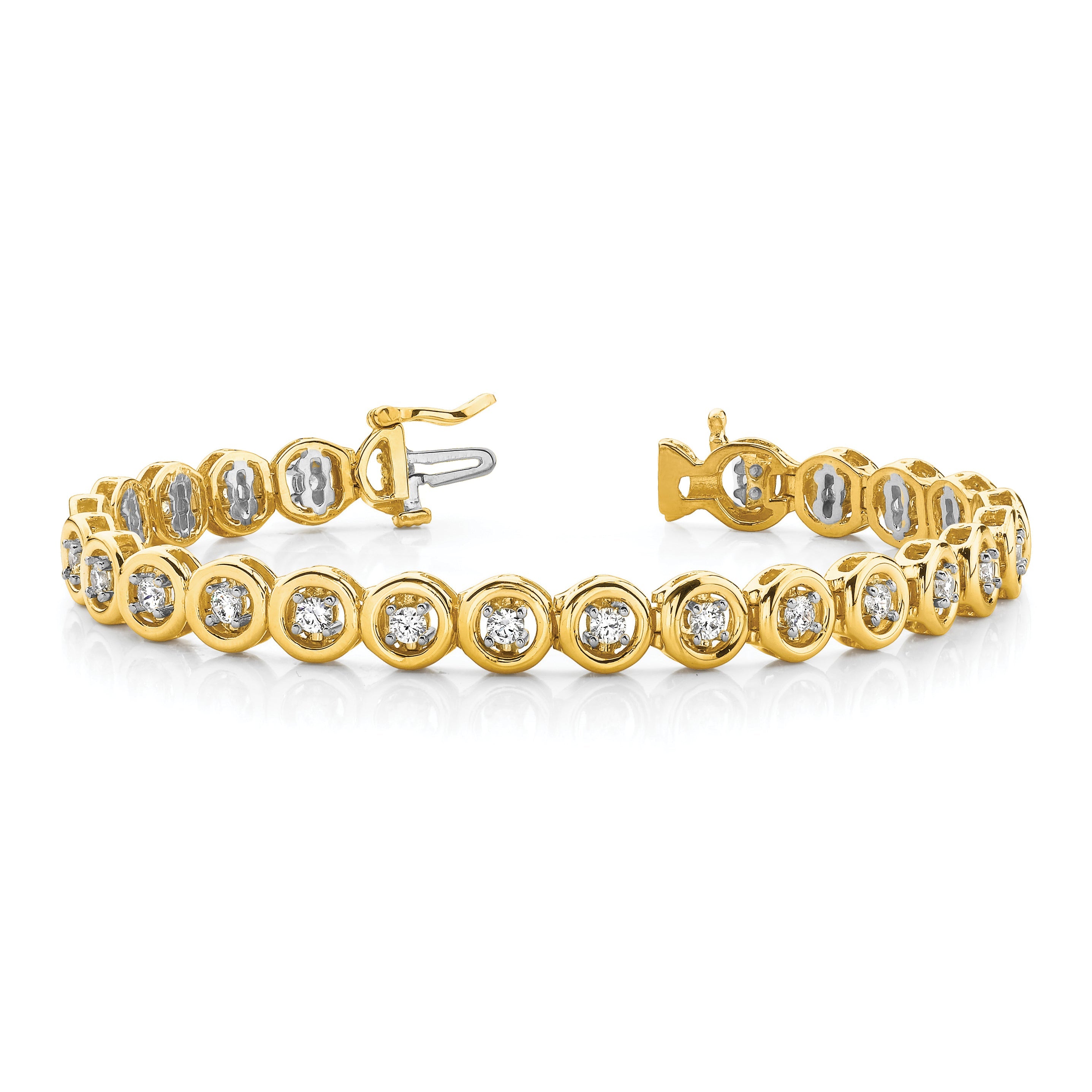 14K Yellow Gold Complete 1/2 Carat Round Vs Diamond Circle Add A 7 Inch Tennis Bracelet