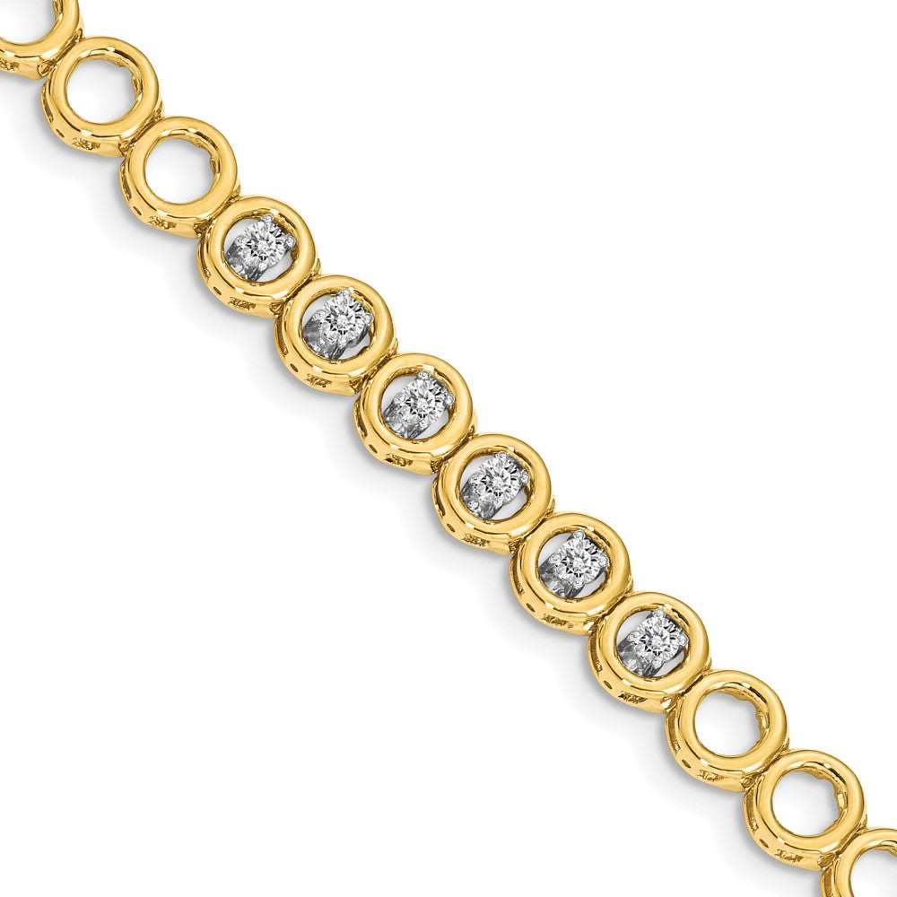14K Yellow Gold Complete 1/2 Carat Round Aaa Diamond Circle Add A 7 Inch Tennis Bracelet